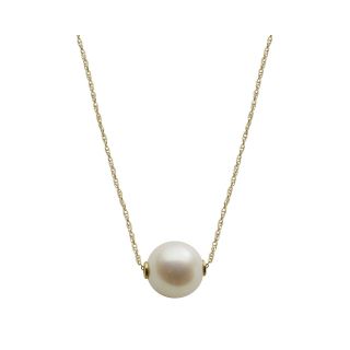 10K Gold Cultured Freshwater Pearl Solitaire Necklace, Womens