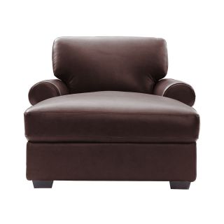 Leather Possibilities Roll Arm Chaise, Chocolate (Brown)