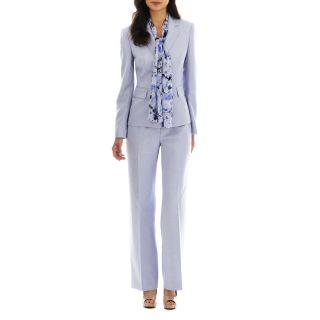 Lesuit Le Suit 3 Button Mélange Pant Suit with Scarf, Amethyst, Womens