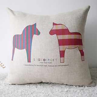 Cute Cartoon Horses with Color Strapes Decorative Pillow Cover