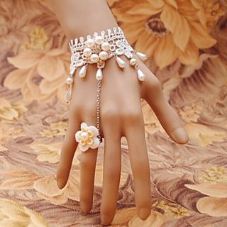Deluxe Princess White Lace Sweet Lolita Bracelet with Flower Ring
