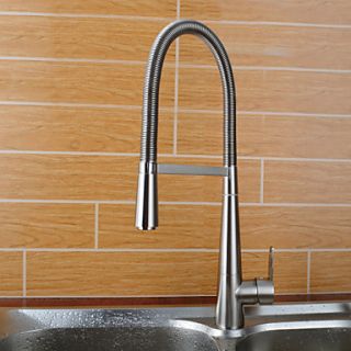 Centerset Contemporary Style Brushed Finish Brass Kitchen Faucet