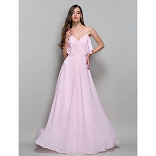 A line/Princess Straps Floor length Chiffon Evening Dress