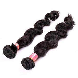 18 20 Inch Great 5A Brazilian Virgin Human Hair Nature Black Color Loose Wave Hair Extensions