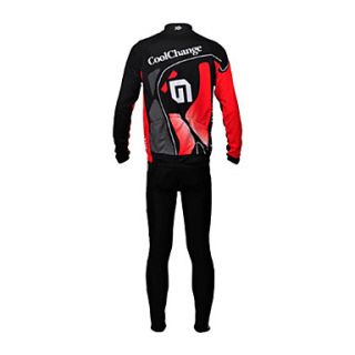CoolChange Mens Breathable Long Sleeve Bicycle Tight fitting Red Suit