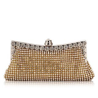 MOONFLOWER Exquisite Rectangle Diamond Evening Bag(Gold)