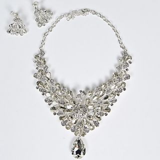 Gorgeous Silver Plated with Cubic Zirconia Jewelry Sets(Earring4cm)