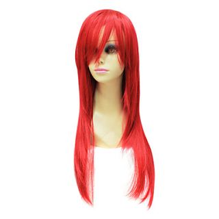 Capless Japanese Kanekalon Red Long Straight Wig For Women