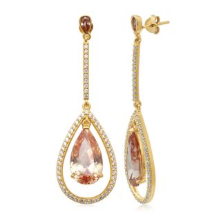 Alexandra Gem 18K Gold Over Silver Champagne CZ Drop Earrings, Womens