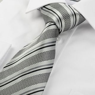 New Striped Grey Black Classic Mens Tie Necktie Wedding Party Holiday Gift #1049