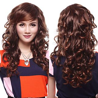 Capless High Quality Synthetic Chestnut Brown Wavy Hair Wigs