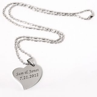 Personlized Heart Pendant Necklace In Silver Alloy
