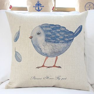 18 Lovely Blue Bird Cotton/Linen Decorative Pillow Cover