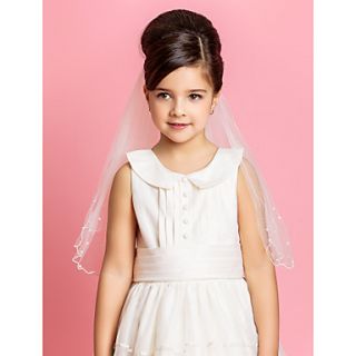 Two tier Wedding Flower Girl Veil With Pencil Edge