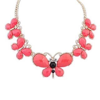 Womens European Fashion Cute (Butterflys) Resin Rhinestone Party Statement Necklace (More Color) (1 pc)