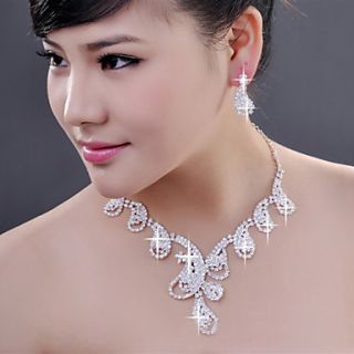 Alloy with Elegant Crystal Jewelry Sets including Earrings,Necklace