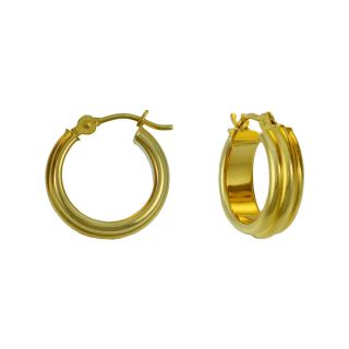 14K Gold Fluted Hoop Earrings, Womens