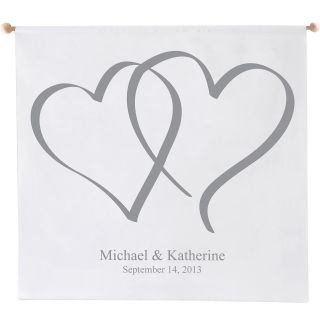 Heart Design Personalized Wedding Banner, Grey