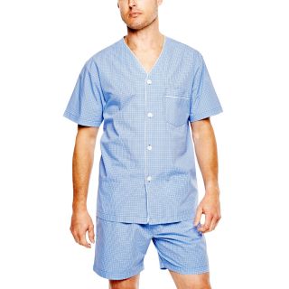 Stafford Short Sleeve Pajama Set, Blue, Mens