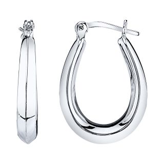 Sterling Silver Puff Hoop Earrings, Womens