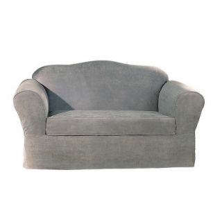 Sure Fit Suede Supreme 2 pc. Loveseat Slipcover   Smoke Blue