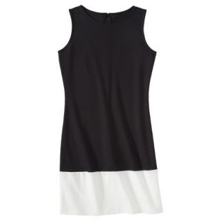 Merona Womens Ponte Color Block Hem Dress   Black/Sour Cream   XL