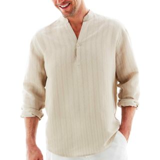 The Havanera Co. Long Sleeve Popover Shirt, Silver, Mens