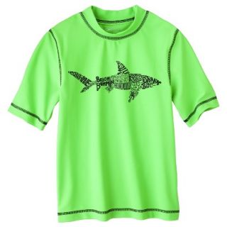 Boys Shark Short Sleeve Swim Rashguard   Green XS