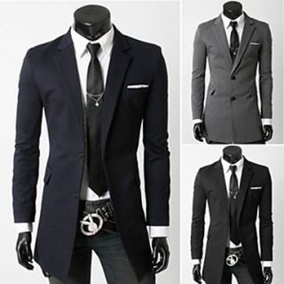 Mens Fashion White Bars Two Buttons Long Sections Blazer Suit