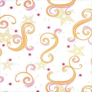Star Glitter Wallpaper   White/Pink/Orange
