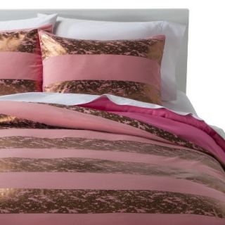 Xhilaration Distressed Stripe Duvet Cover Cover Set   Pink (Twin)