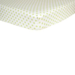 Green & White Dot Flannel Fitted Crib sheet