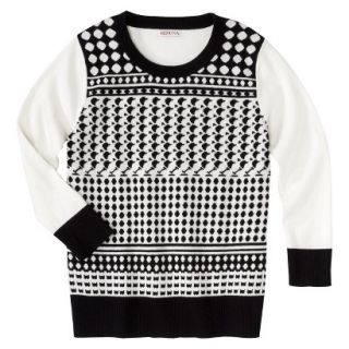 Merona Womens Jacquard Pullover Sweater   Black/Cream   XL