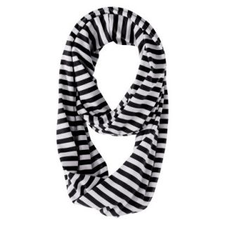 Striped Jersey Knit Infinity Scarf   Black