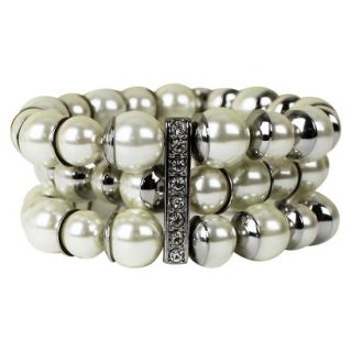 Womens Stretch Bracelet   Cream/Silver