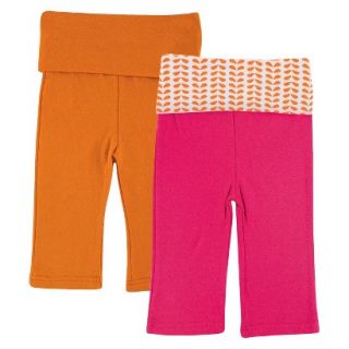 Yoga Sprout Newborn Girls 2 Pack Yoga Pants   Pink/Orange 3 6 M