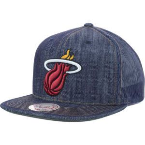 Miami Heat Mitchell and Ness NBA Denim Trucker Hat