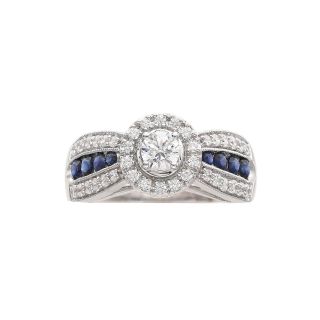 I Said Yes 5/8 CT. T.W. Diamond & Sapphire Ring, White, Womens