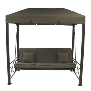 3 Person Patio Swing With Gazebo Top Cover   Brown