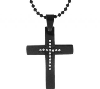 Moise Stainless Steel CZ Cross Necklace 402226   Black Tone Pendants