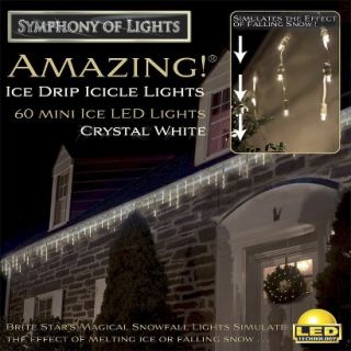 60ct Pure White LED Ice Drip Light Show String Lights