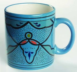 Alfred & Sapota Turquoise Mug, Fine China Dinnerware   Turquoise,Black Geometric