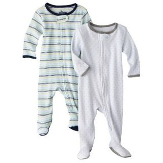 Circo Newborn Boys 2 Pack Stripe/Print Sleep N Play   Grey/Blue 3 6 M