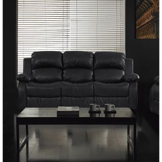 Rotunda Black Faux Leather Dual Reclining Sofa