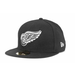 Detroit Red Wings New Era NHL Black and White 59FIFTY Cap