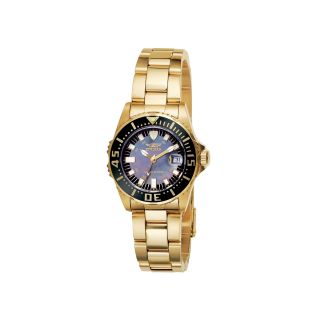 Invicta Womens Gold Tone Mother of Pearl Pro Diver Watch
