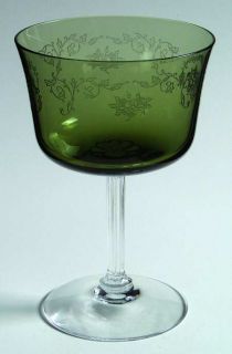 Fostoria Cameo Green Champagne/Tall Sherbet   Stem #6123, Etch #28,Green