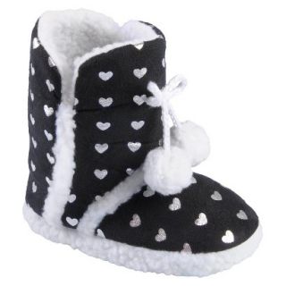 Girls Hailey Jeans Co Pom Pom Slipper Boots Black  1/2