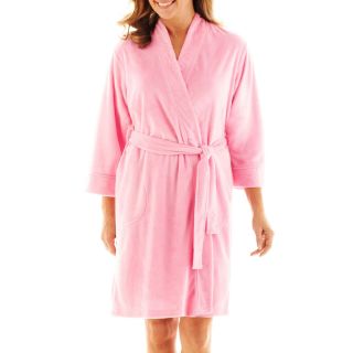 Earth Angels 3/4 Sleeve Short Wrap Robe, Pink, Womens