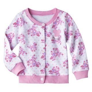 Disney Minnie Mouse Infant Toddler Girls Floral Cardigan   White/Pink 2T